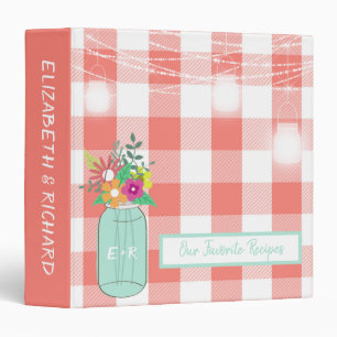 Mason Jar Coral Buffalo Check Favourite Recipes Binder