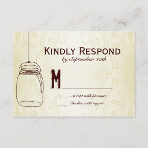 Mason Jar Country Swirls Wedding RSVP Cards