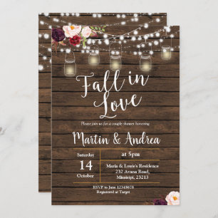 Mason jar couple shower invite card