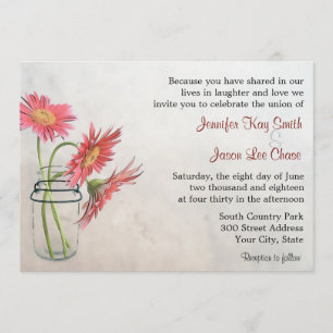 Mason Jar Daisies Invitations De Mariage