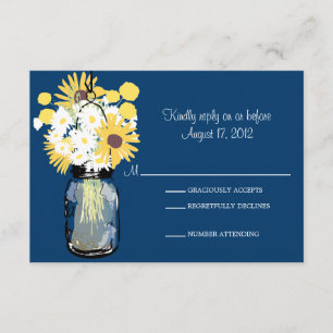 Mason Jar Daisies Sunflowers & Billy Balls RSVP