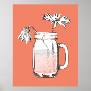 mason jar daisy impression toile