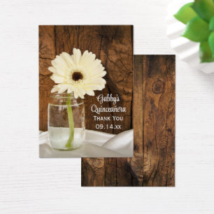 Mason Jar Daisy Merci Quinceañera Favoriser Tags