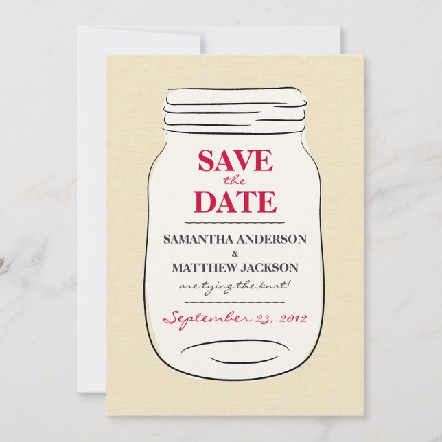 Mason Jar Enregistrer les cartes de dates - Rouge (Devant)