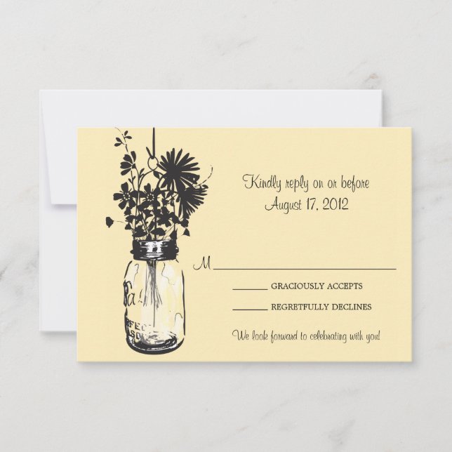 Mason Jar et carte RSVP Fleur sauvage (Devant)
