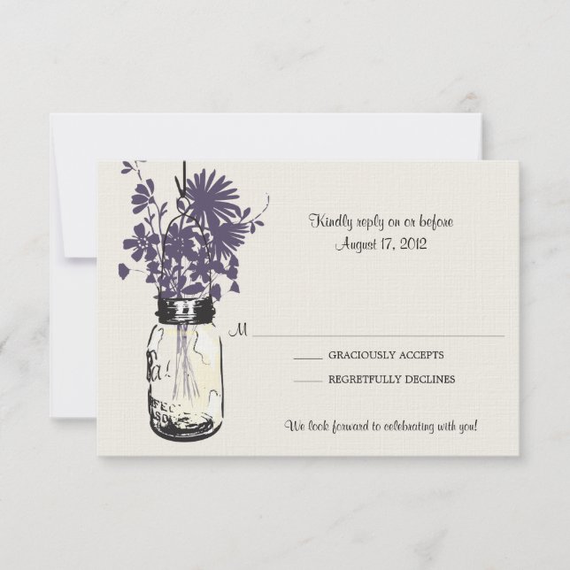 Mason Jar et carte RSVP Fleur sauvage (Devant)