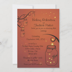 Mason Jar et Firefly Faire-part de mariage Orange