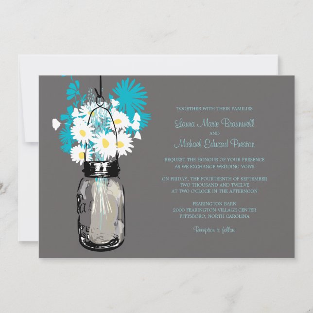 Mason Jar et invitations de mariage Fleurs sauvage (Devant)