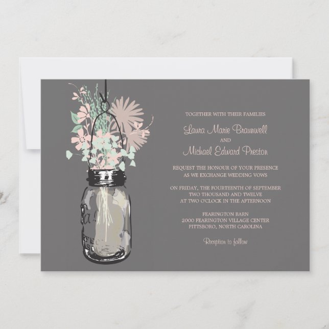 Mason Jar et invitations de mariage Fleurs sauvage (Devant)