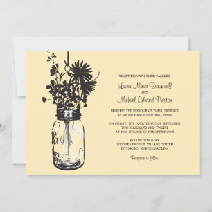 Mason Jar et invitations de mariage Fleurs sauvage