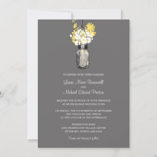 Mason Jar et invitations de mariage Fleurs sauvage (Devant)