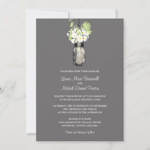 Mason Jar et invitations de mariage Fleurs sauvage