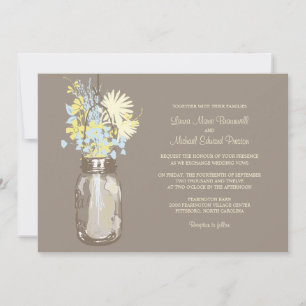 Mason Jar et invitations de mariage Fleurs sauvage