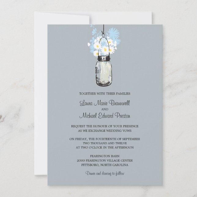 Mason Jar et invitations de mariage Fleurs sauvage (Devant)