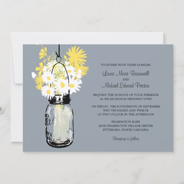 Mason Jar et invitations de mariage Fleurs sauvage (Devant)