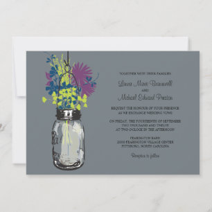 Mason Jar et les invitations aux mariages Fleurs s