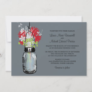 Mason Jar et les invitations aux mariages Fleurs s