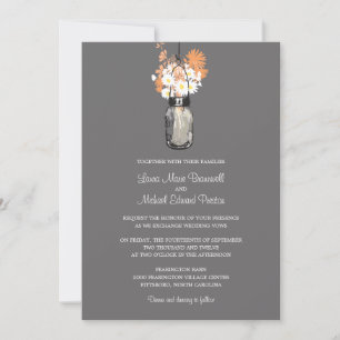 Mason Jar et les invitations aux mariages Fleurs s