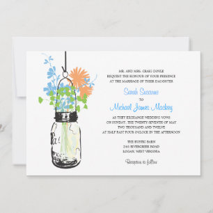 Mason Jar et les invitations aux mariages Fleurs s
