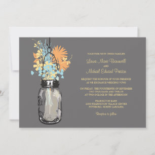 Mason Jar et les invitations aux mariages Fleurs s