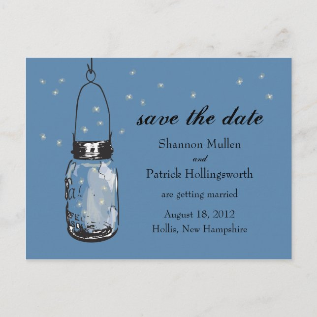 Mason Jar et lucioles Invitations de mariage (Devant)
