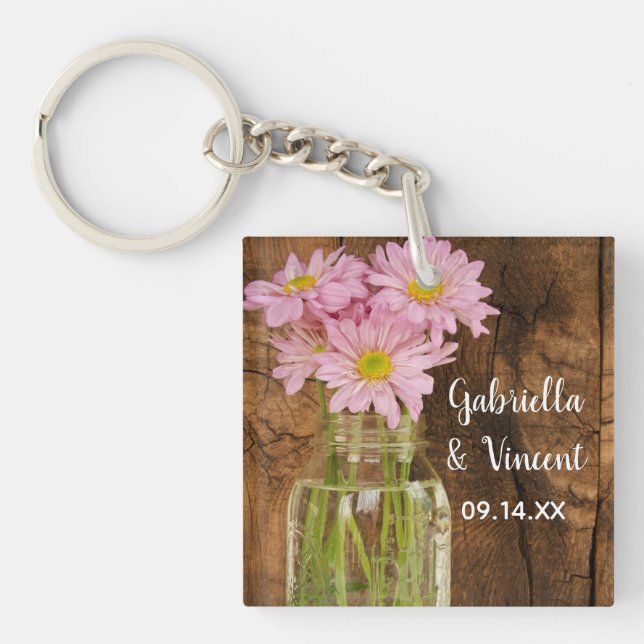 Mason Jar et Pink Daisy Country Barn Mariage (Devant)
