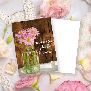 Mason Jar et rose Daisies Barn Mariage Merci