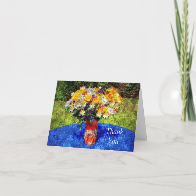 Mason Jar Été Floral Bouquet Merci (Devant)