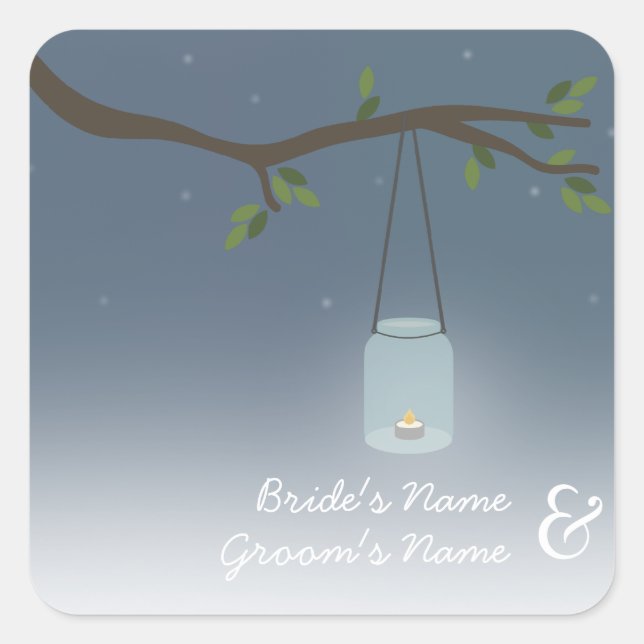 Mason Jar Evening Outdoor Wedding Sticker (Front)