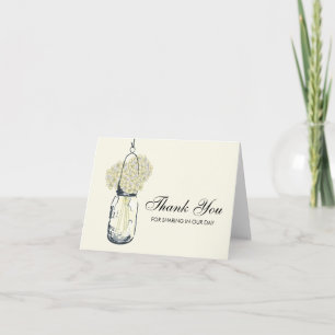 Mason Jar filled with Hydrangea Flowers Thank You Card