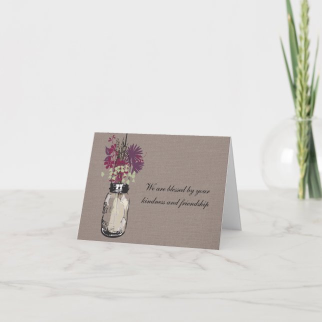 Mason Jar filled with Wilflowers Thank You Card (Front)