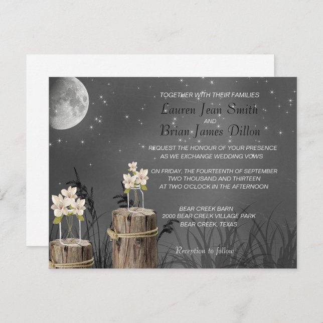 Mason Jar Fireflies Chalkboard, Wedding Invitation (Front/Back)