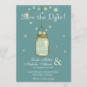 Mason Jar Fireflies Heart Wedding Save the Date