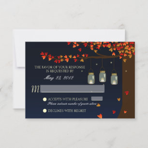 Mason Jar Fireflies Oak Tree RSVP Card