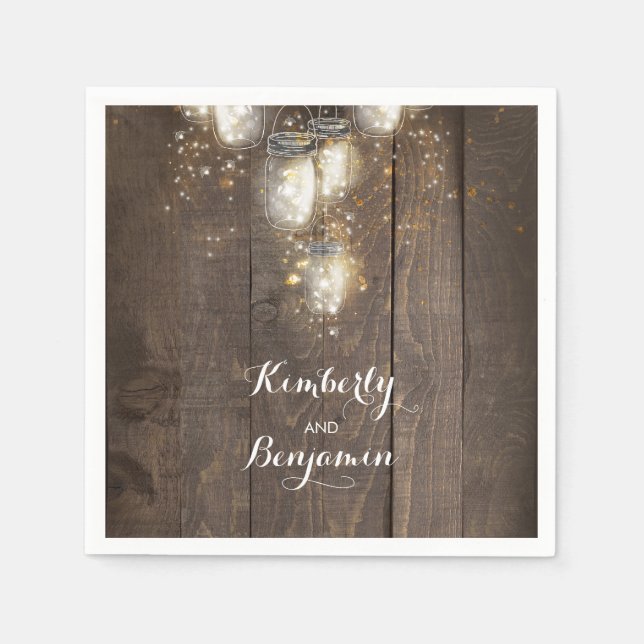 Mason Jar Firefly Lights Rustic Country Napkin (Front)