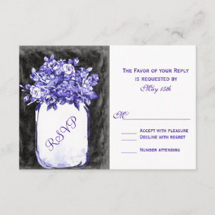 Mason Jar Fleurs Chalkboard Indigo Cartes RSVP