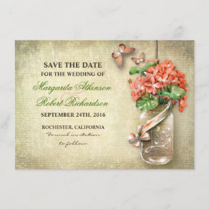 mason jar & fleurs de corail enregistrer les carte