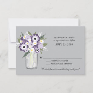 Mason Jar Floral RSVP Card