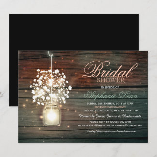 Mason Jar floral rustic bridal shower invitation