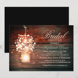 Mason Jar floral rustic bridal shower invitation