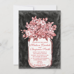 Mason Jar Flowers Chalkboard Wedding Invitations