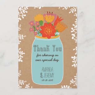 Mason Jar Flowers Craft Paper Thank You Photo