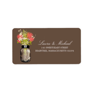 Mason Jar Flowers   Mailing Address Label