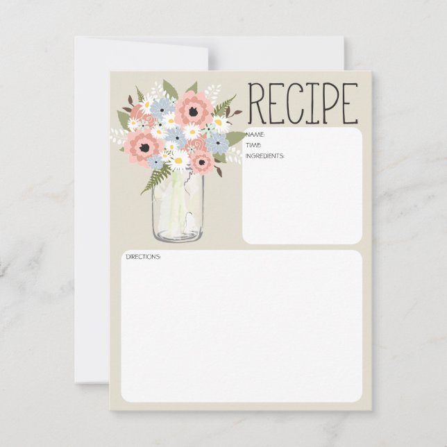 Mason Jar Flowers Recette Carte (Devant)