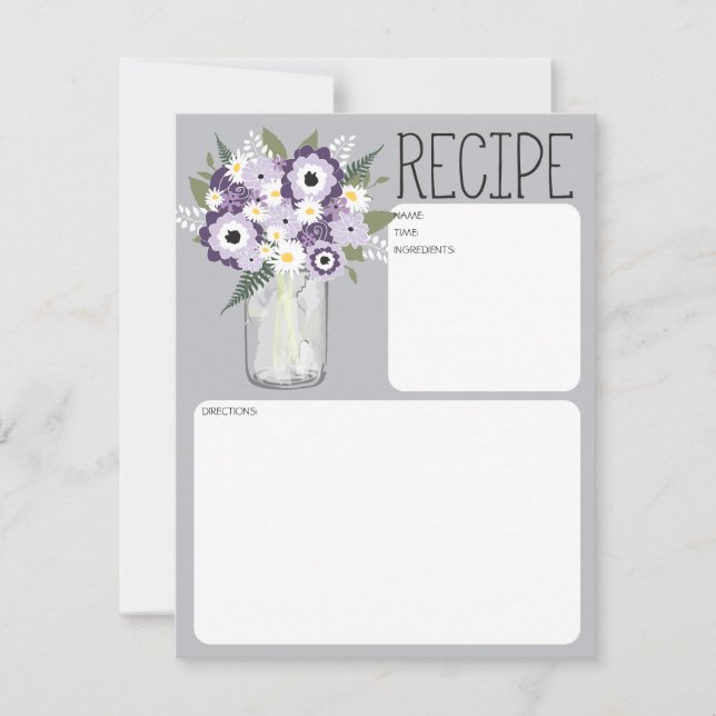 Mason Jar Flowers Recette Carte (Devant)
