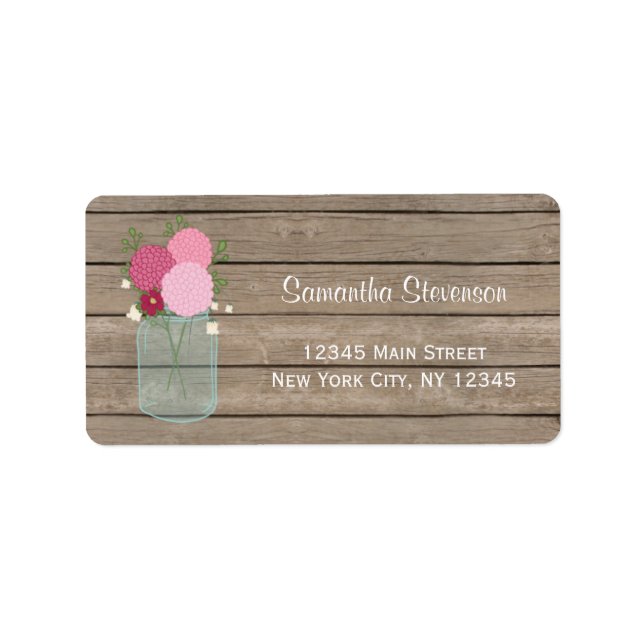 Mason Jar Flowers Return Address Labels (Front)