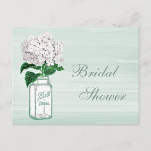 Mason Jar & Hydrangea Rustic Mint Bridal Shower Invitation