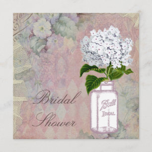 Mason Jar Hydrangea Shabby Chic Bridal Shower Invitation