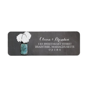 Mason Jar Hydrangeas Chalkboard Adresse de retour