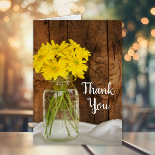 Mason Jar Jellow Daisies Grange Mariage Merci